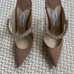 Jimmy Choo beige patent Bing heels 100mm